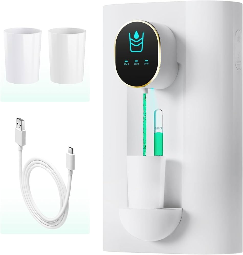 Automatic Mouthwash Dispenser 18.26 oz Touchless Mouthwash Dispenser for Bathroom 2 Magnetic Cup ... | Amazon (US)