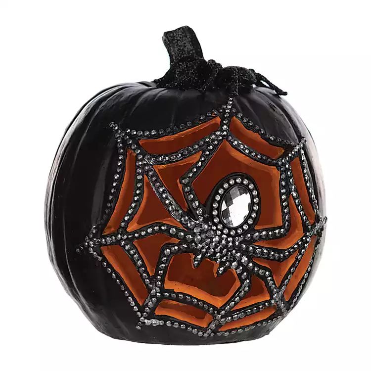 LED Black Cobweb Pumpkin | Kirkland's Home