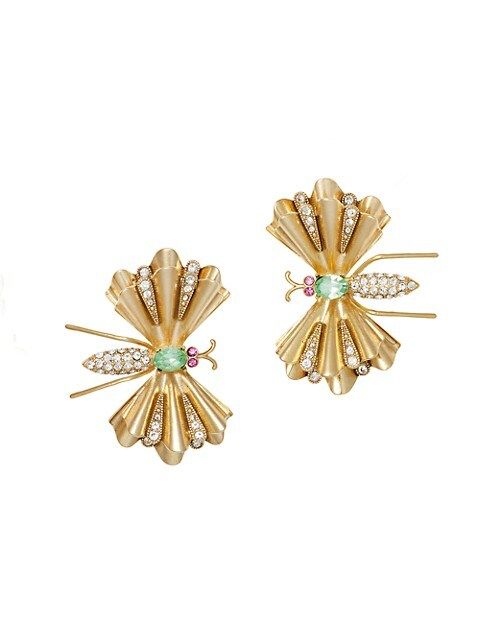 Luna 24K Gold-Plated & Crystal Stud Earrings | Saks Fifth Avenue