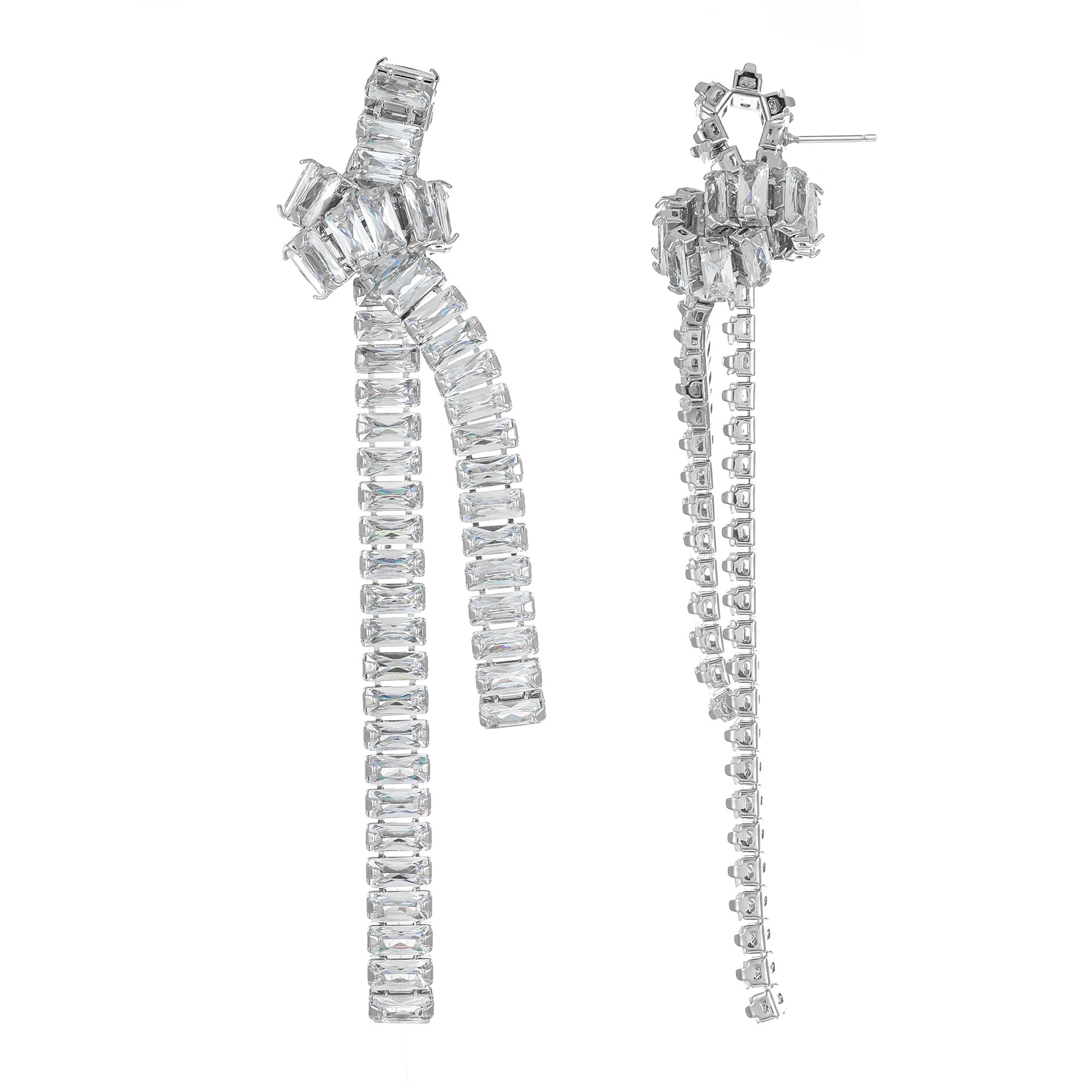 Time and Tru Silvertone Rhinestone Twist Earrings, 1 Pair | Walmart (US)