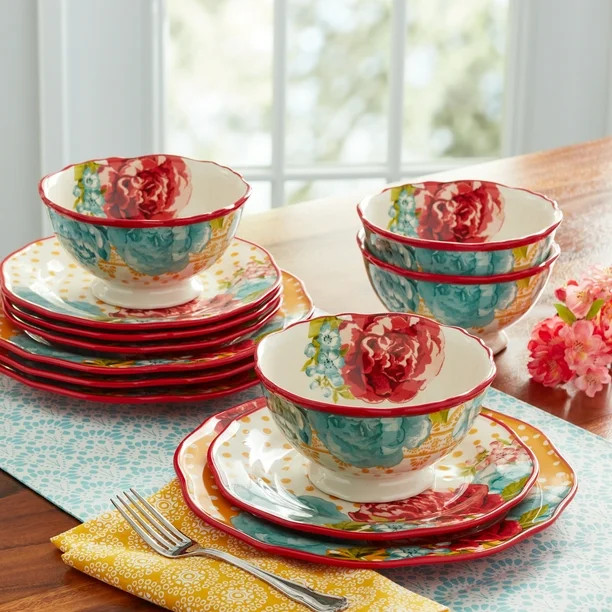 The Pioneer Woman Blossom Jubilee 12-Piece Dinnerware Set | Walmart (US)