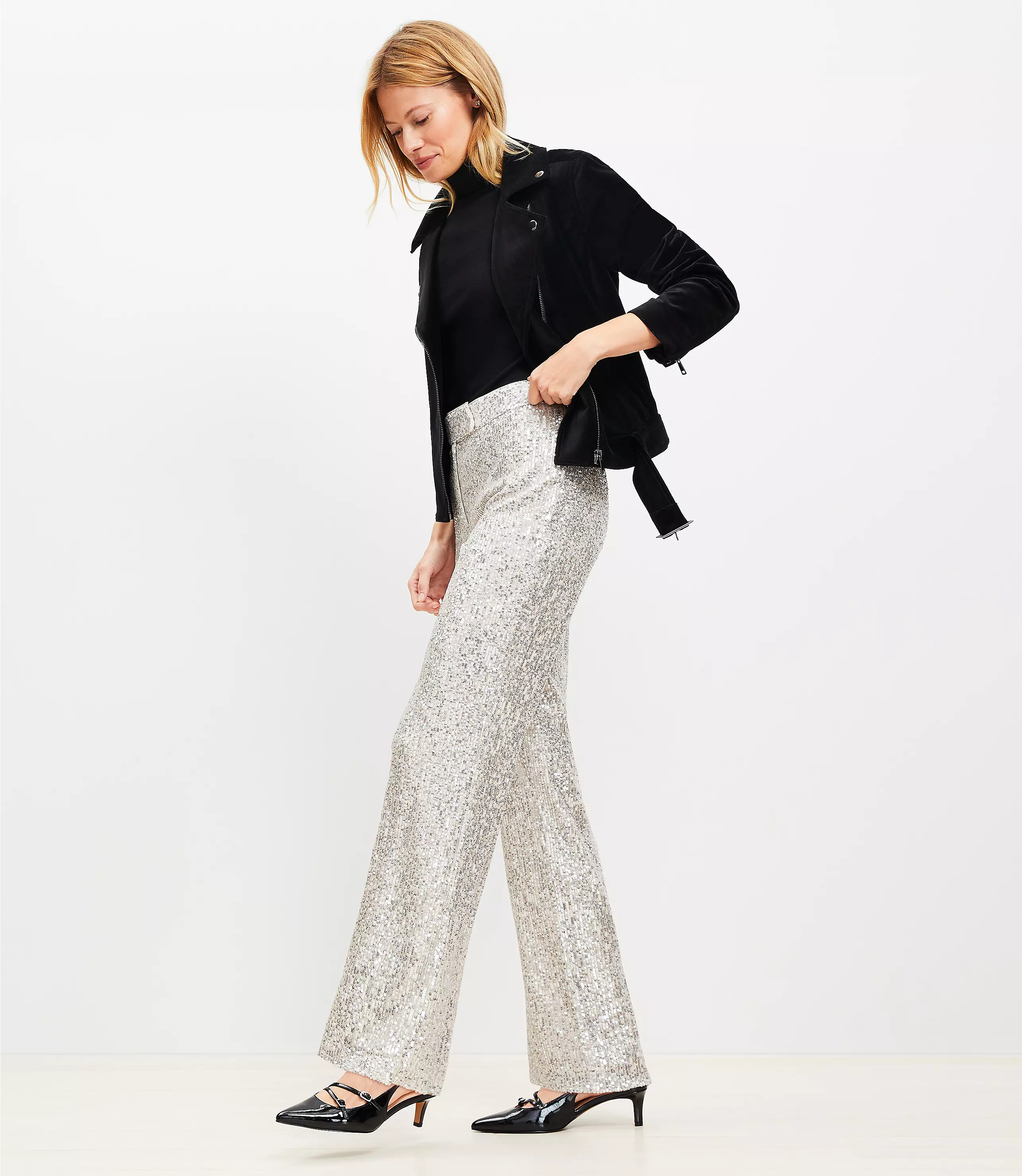 Sequin Straight Pants | LOFT