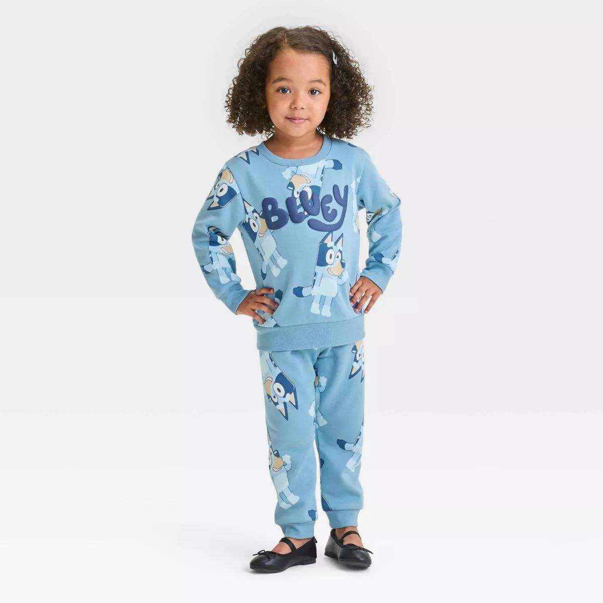 Toddler Girls' Bluey Fleece Top and Bottom Set - Blue | Target