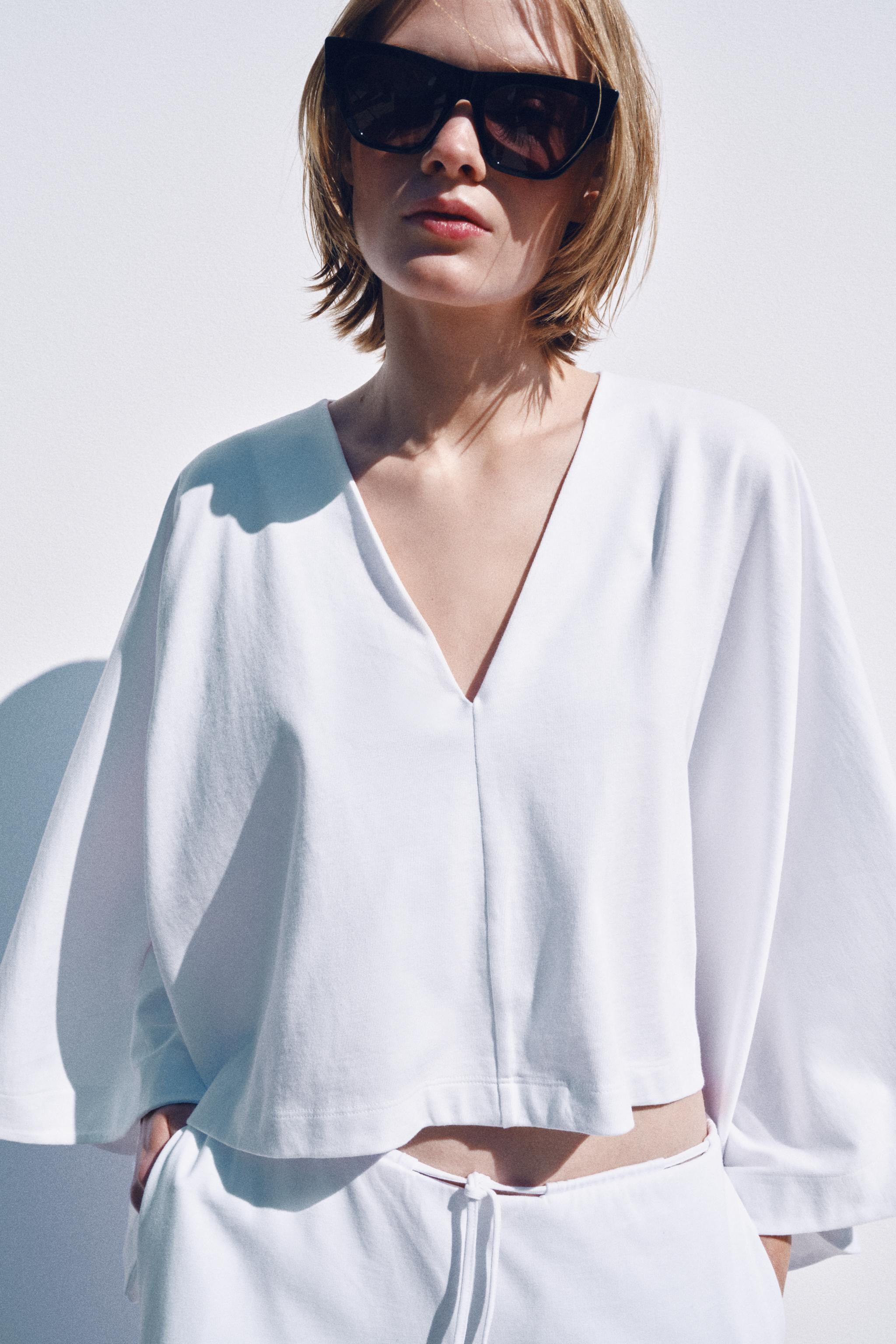 VOLUMINOUS HEAVY COTTON CAPE TOP | Zara US