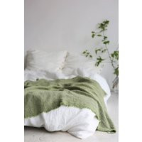 Linen Blanket. Waffle Linen Throw. Bedding in Green. Summer Baby | Etsy (CAD)