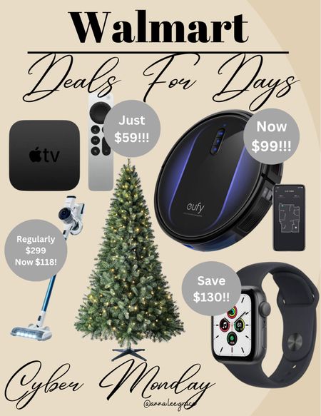 Walmart deals for days - cyber Monday deals! 

Cordless vacuum, faux Christmas tree, Apple Watch 

#LTKHoliday #LTKCyberweek #LTKsalealert