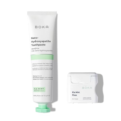 Boka Toothpaste + Floss Bundle, Ela Mint Nano-Hydroxyapatite, Fluoride-Free Toothpaste, 4oz 1Pk + Teflon-Free, Petroleum-Free Woven Dental Floss w/Natural Vegetable Wax, 30 Yards 1Pk | Amazon (US)