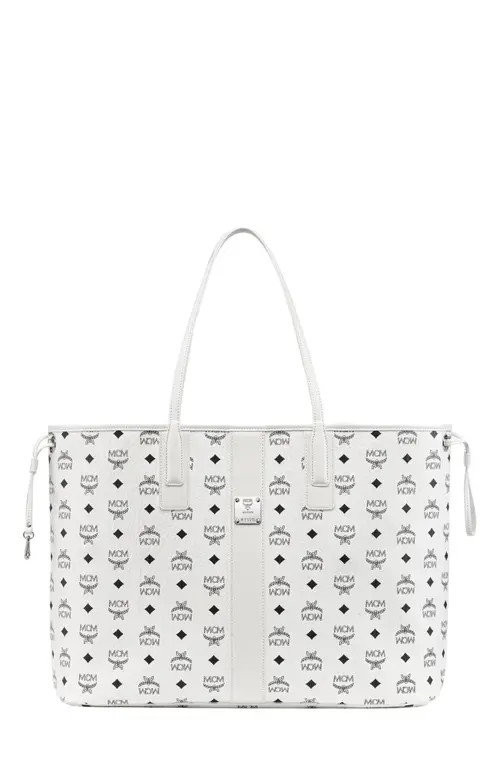 MCM Large Reversible Liz Shopper in Visetos in White at Nordstrom | Nordstrom