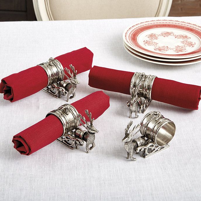 Reindeer & Sleigh Napkin Rings - Set of 4 | Ballard Designs, Inc.