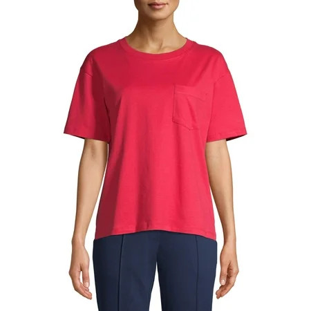 Time and Tru Women's Pima Cotton Boyfriend T-shirt | Walmart (US)