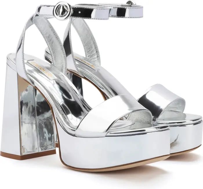 Larroudé Dolly Metallic Ankle Strap Platform Sandal (Women) | Nordstrom | Nordstrom