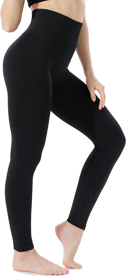 FLINXE Fleece Lined Leggings Women - High Waisted Thick Winter Warm Leggings | Amazon (US)