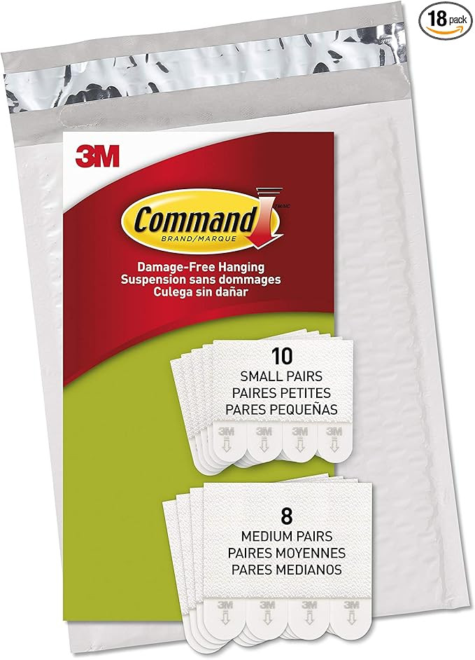 Command Picture Hanging Strips, White, Indoor Use, 10 Small Pairs, 8 Medium Pairs (PH203-18NA) | Amazon (US)