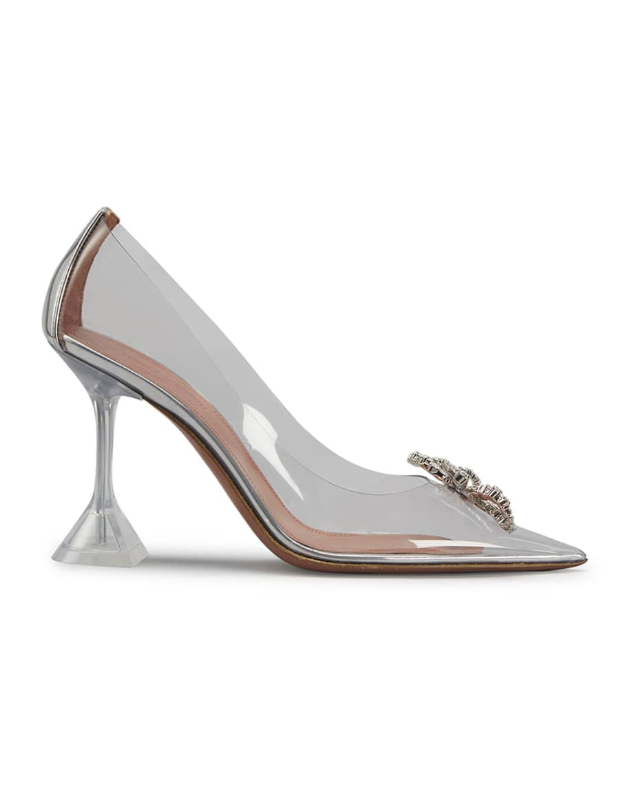 Rosie 95mm Crystal Bow Glass Pumps | Neiman Marcus