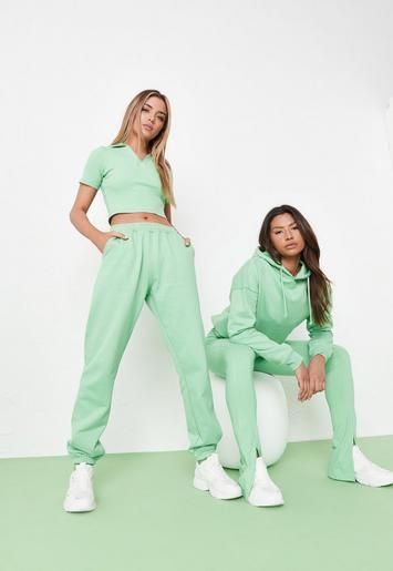 Missguided - Green Brushed Relaxed Oversized Joggers | Missguided (US & CA)