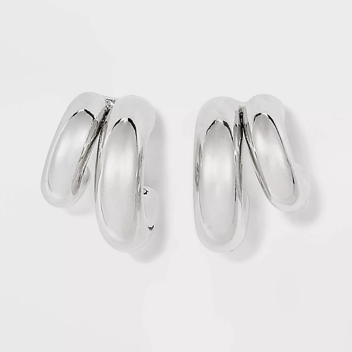 Hollow Double Tube Hoop Earrings - A New Day™ Silver | Target