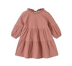 Toddler Kids Baby Girl Dress Lantern Long Sleeve Solid Color Casual Dresses Girls Fall Winter Out... | Amazon (US)