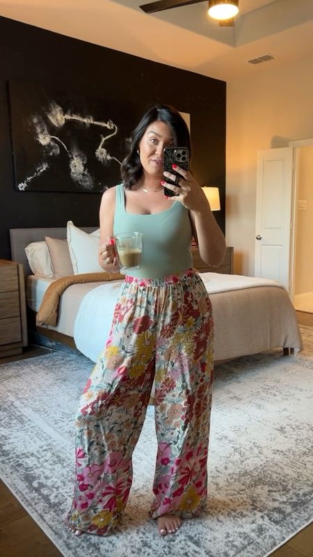 Today’s outfit for a productive day at home. Pants are so comfy & back in stock! Wearing a size 8. Bodysuit is a medium and it covers a bra too. Necklace is custom with my kiddos names on it & if I were leaving the house, I would wear my dolce vida sandals 

#LTKshoecrush #LTKunder100 #LTKstyletip