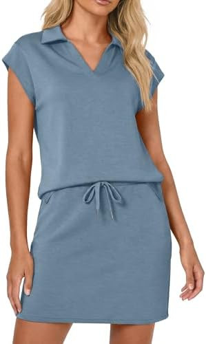 Casly Lamiit Womens Two Piece Skirt Sets Casual Cap Sleeve Lapel V Neck Tops Summer Travel Outfit... | Amazon (US)