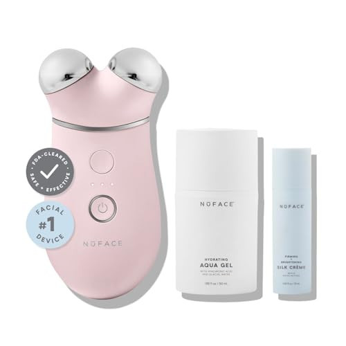 NuFACE Trinity+ Microcurrent Facial Device Kit - FDA Cleared Face Sculpting & Neck Tightening Device to Contour Cheeks & Brows + Microcurrent Gel Activator & Silk Creme - Sandy Rose | Amazon (US)