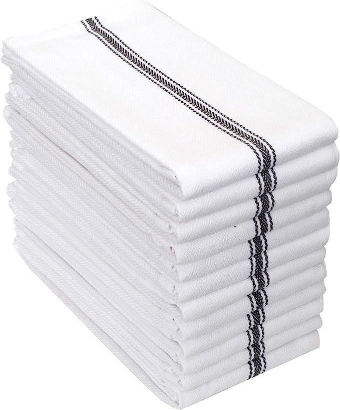 AMOUR INFINI Cotton Herringbone Weave White Dish Towels Set of 12 Highly Absorbent, Super Soft Ea... | Amazon (US)
