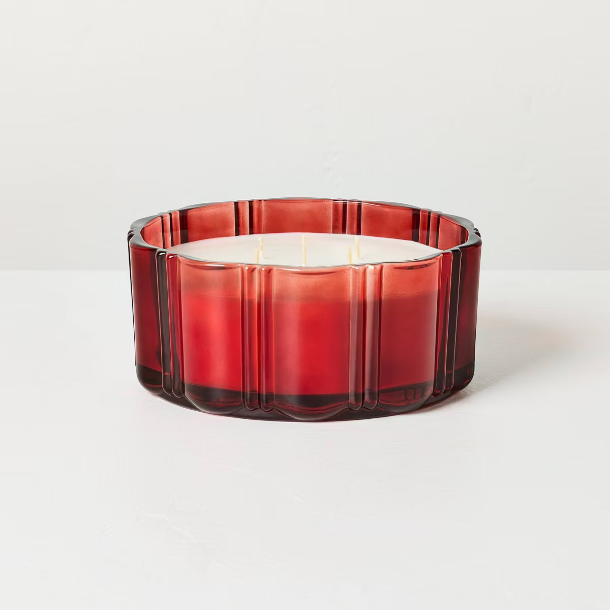 5 Wick XL Glass Colored Double Ribbed Scalloped Jar Candle 34oz - Hearth & Hand™ with Magnolia | Target