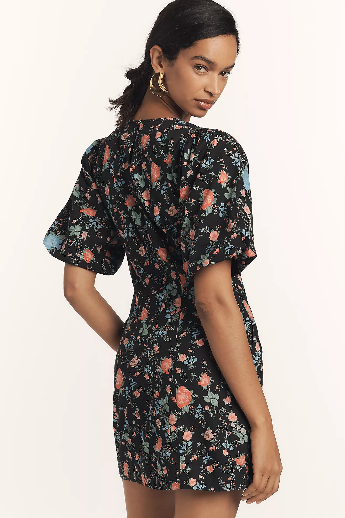 Maeve Short-Sleeve V-Neck Cotton Mini Dress | Anthropologie (US)