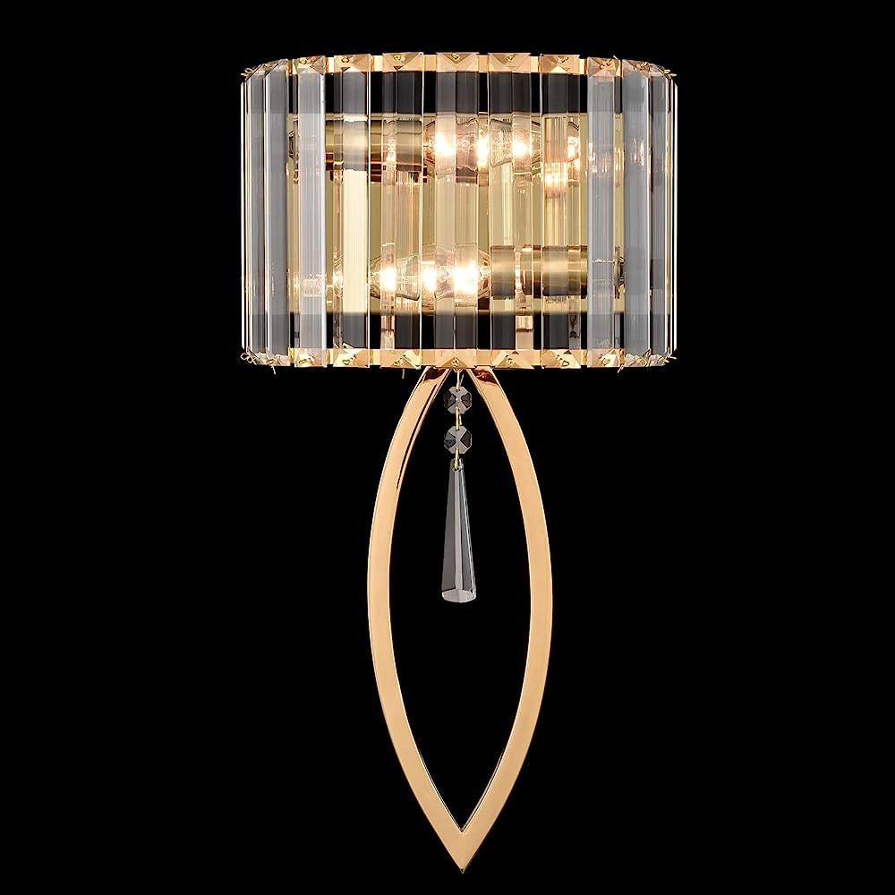 CLAXY Mid Century Wall Sconces 2-Light Elegant Brass Wall Light with Crystal Bars | Amazon (US)