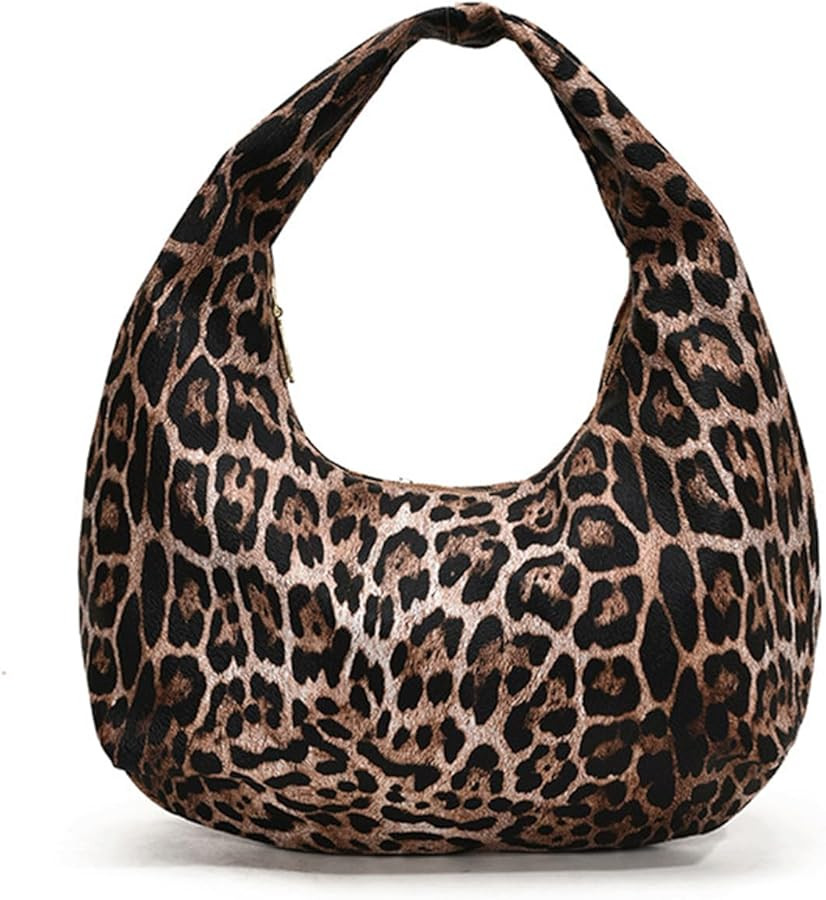 Leopard Purse Retro Hobo Tote Bag Slouchy Crescent Underarm Shoulder Genuine Leather Mini Animal ... | Amazon (US)