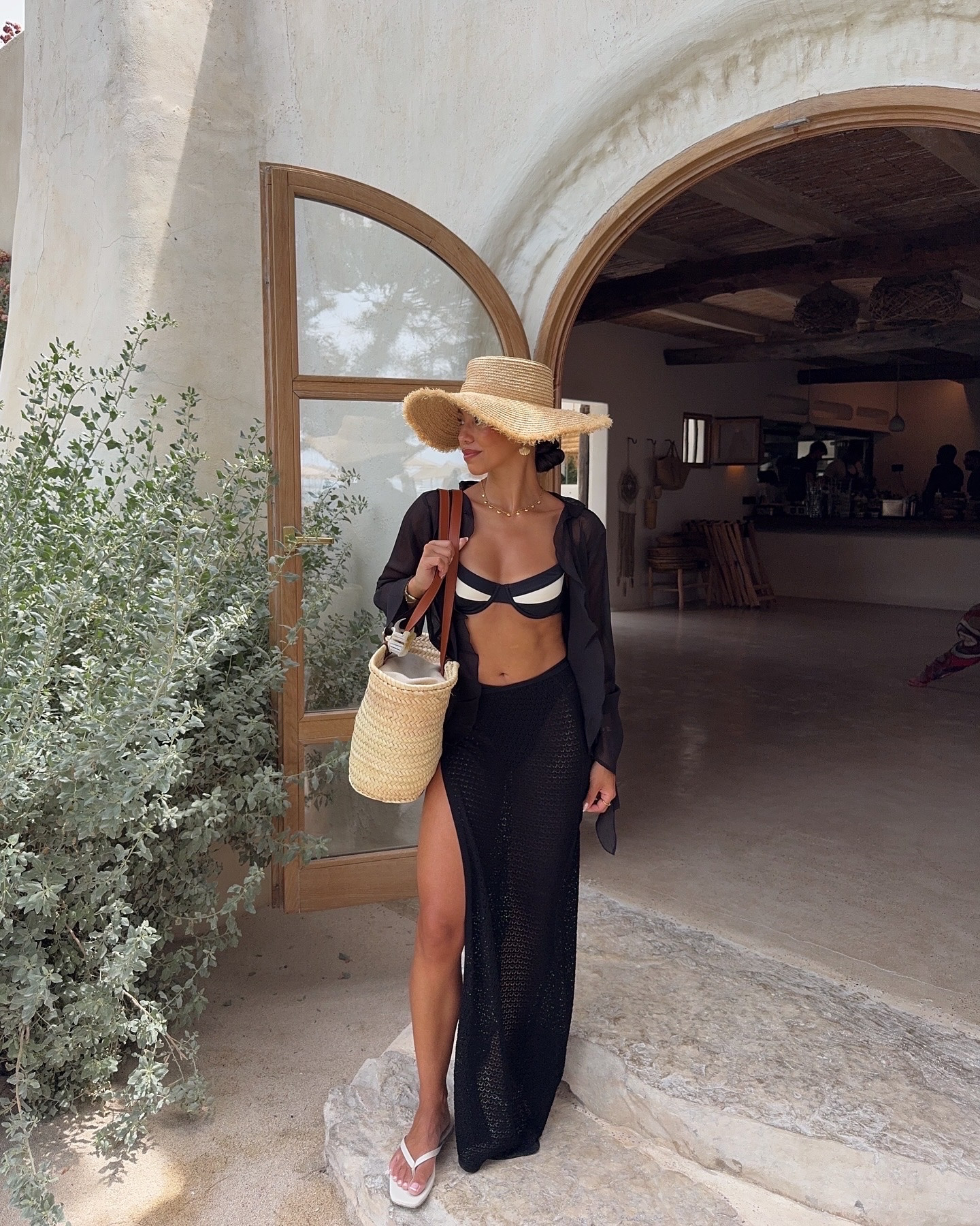 Black and white monochrome moment for the beach club 🏝️ black crochet, minimalist swimwear, raffia straw hat and bag

#LTKsummer #LTKswimwear #LTKdresses