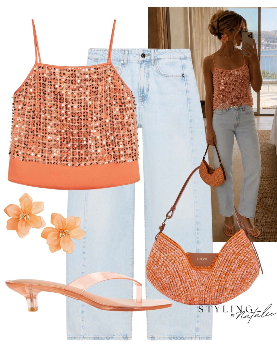 Jeans and a cute top 🍑🧡
Sequin strappy top, light denim. wide leg jeans, loewe bag and jelly kitten sandals.
Going out look, weekend outfit, date night outfit, @linzi @Zara

#LTKsummer #LTKuk #LTKFashionMonth