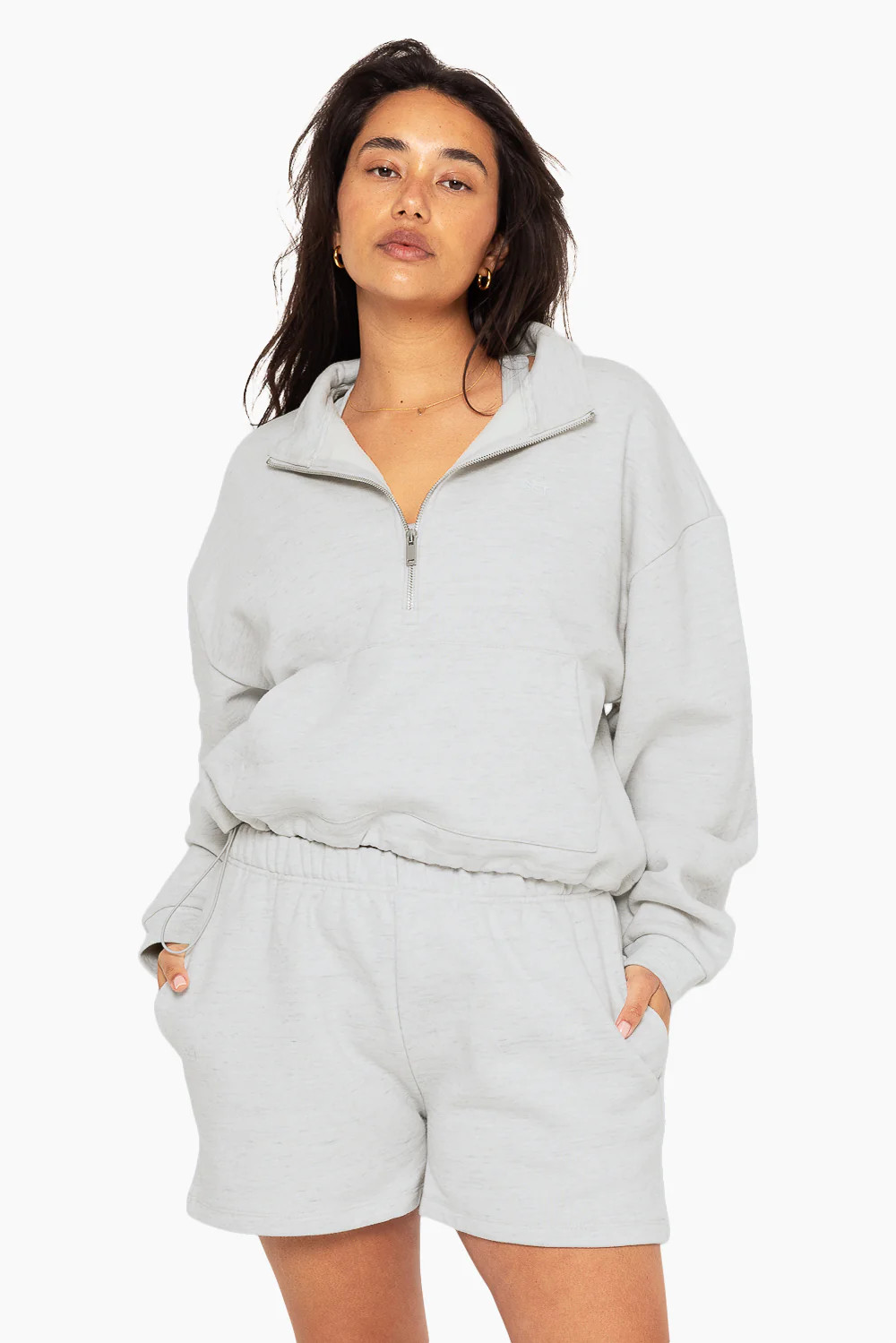 HEAVYWEIGHT SWEATS HALF ZIP - HEATHER GREY | SET Active