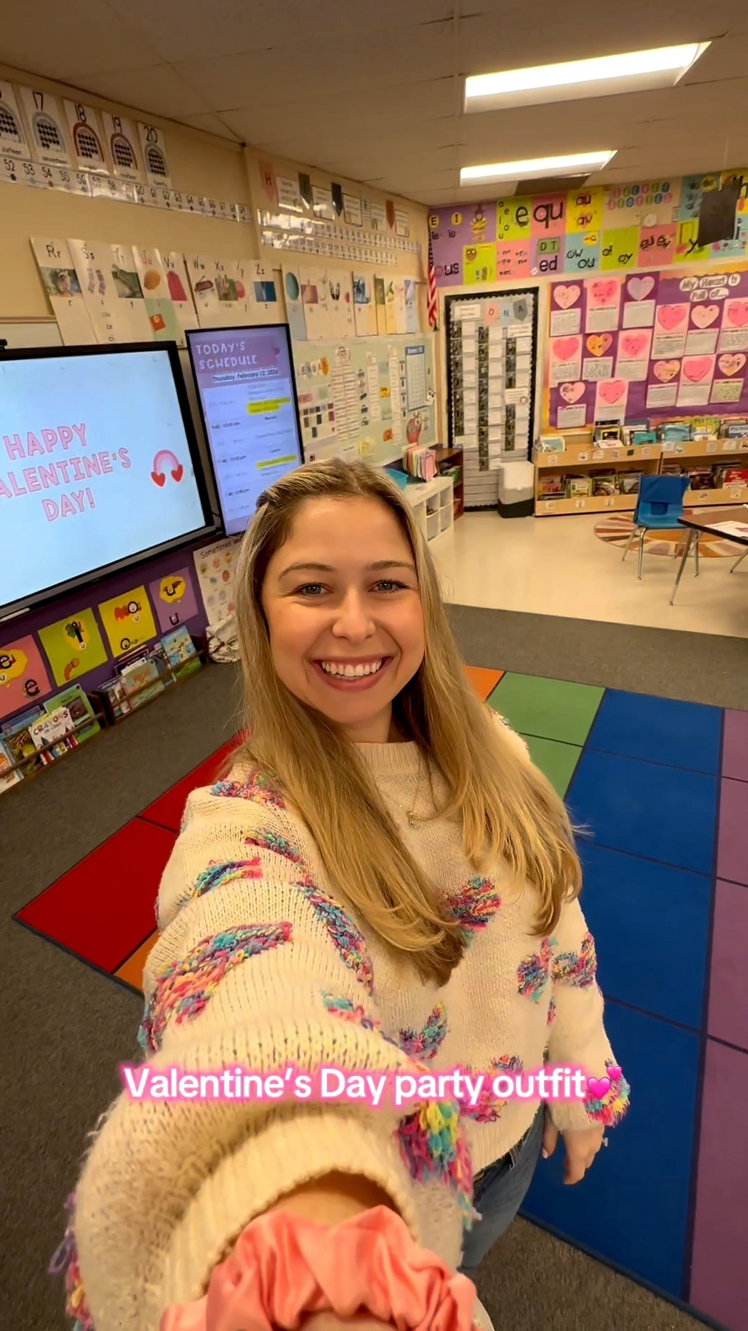 Valentine’s Day party outfit 💕 This heart sweater is perfect for teaching in February ❤️

#LTKValentine #LTKootd #LTKWorkwear