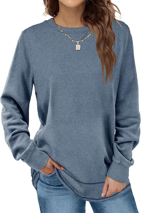 Dofaoo Sweatshirts for Women Crewneck Long Sleeve Shirts Fall Tunic Tops | Winter Clothing, Fashi... | Amazon (US)
