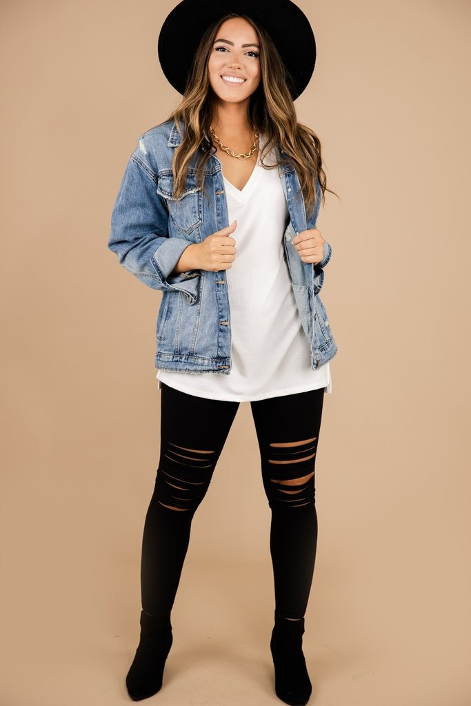 Make The Adjustments Black Distressed Leggings | The Mint Julep Boutique