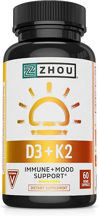 Zhou D3+K2 - Vitamin D3 K2 Supplement for Women & Men, Immune Support Vit D3 and K2 Supplements, ... | Amazon (US)