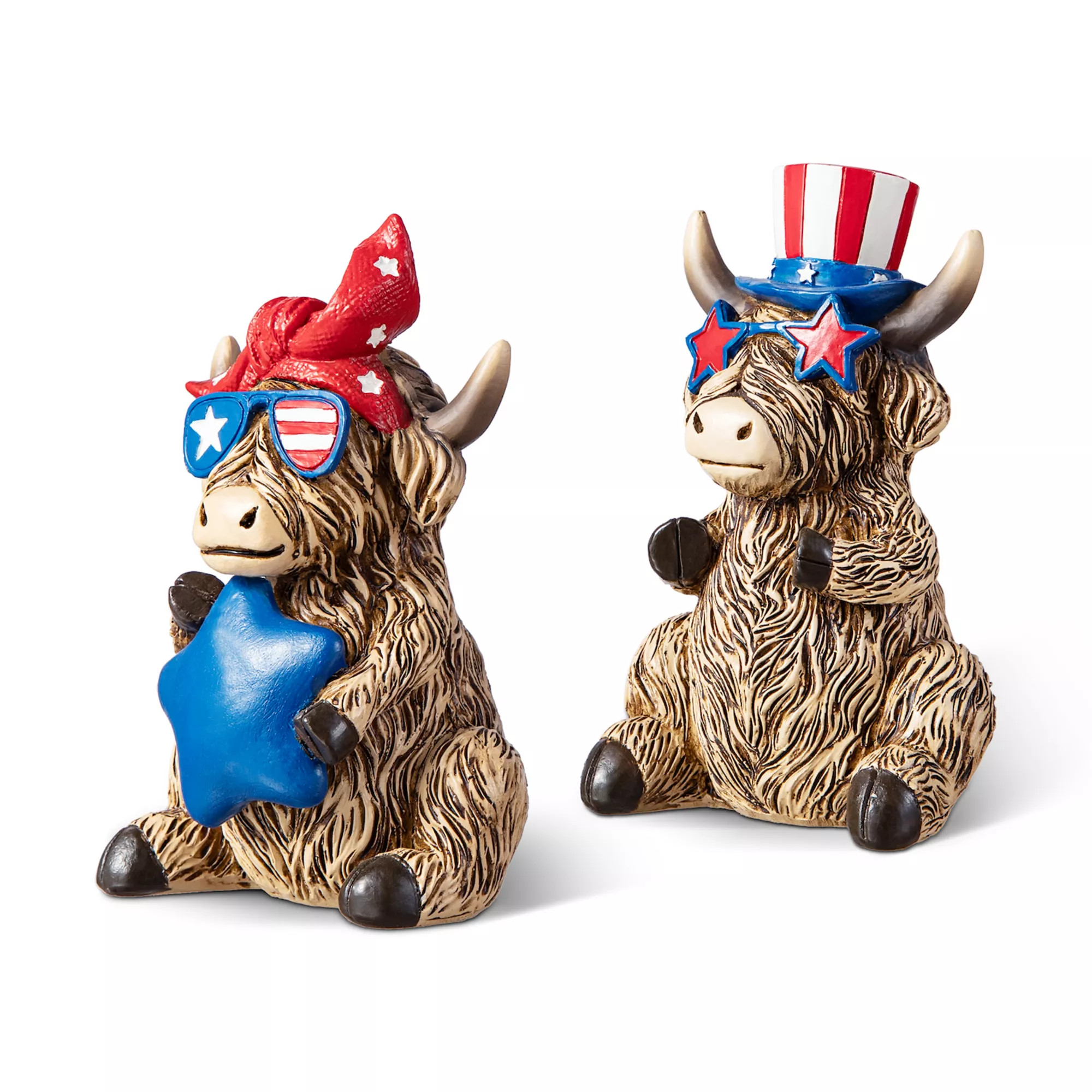 Glitzhome Set of 2 Patriotic Resin Highland Cow Table Decor | Kohl's