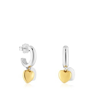 Two-tone Hoop earrings with double-heart motif TOUS Flechazo | TOUS USA