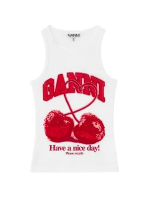 GANNI cherry-print Tank Top | White | FARFETCH | Farfetch Global
