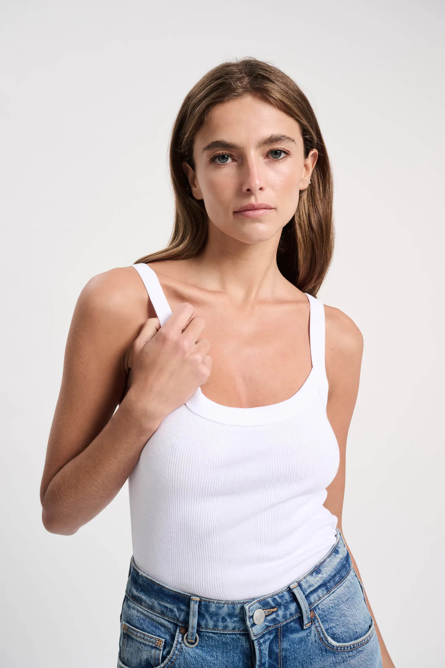 Frenchie Rib Singlet - White | Neuw Denim