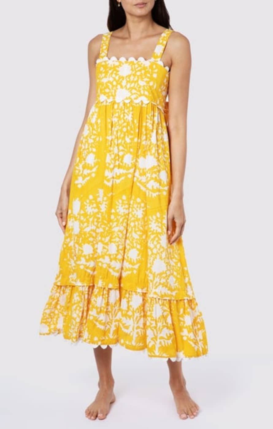 Juliet Dunn Sash Bow Back Midi Dress Saffron - Trouva | Trouva (Global)