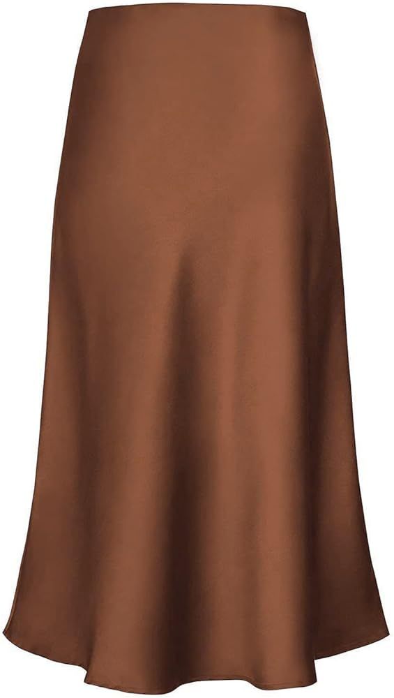 Satin High Waist Midi Skirt | Amazon (US)