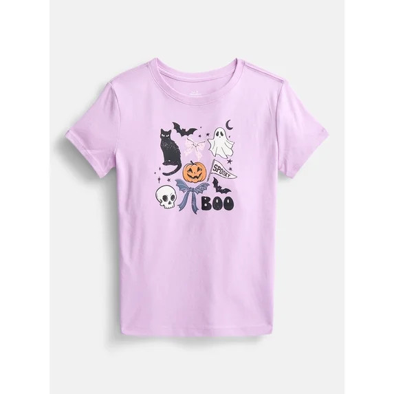 Halloween Girls Graphic Tee with Short Sleeves from Way to Celebrate, Sizes 4-18 | Walmart (US)