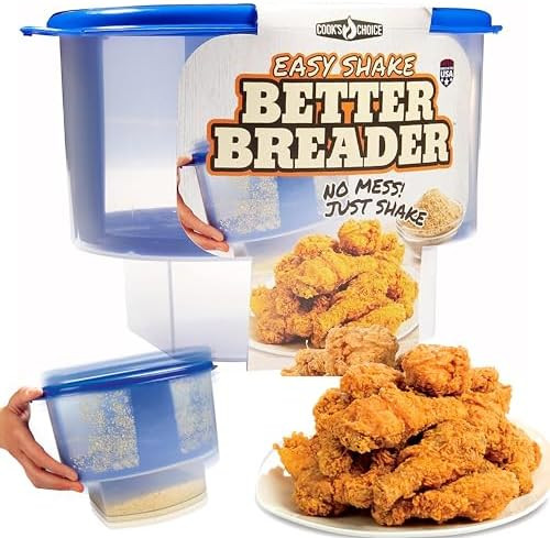 COOK'S CHOICE The Original Better Breader Bowl All-in-One Mess-Free Batter Breading Station- Pour in Seasonings Add Meat Fish or Veggies & Shake for Perfect Coating- Great for Parties- Made in the USA | Amazon (US)