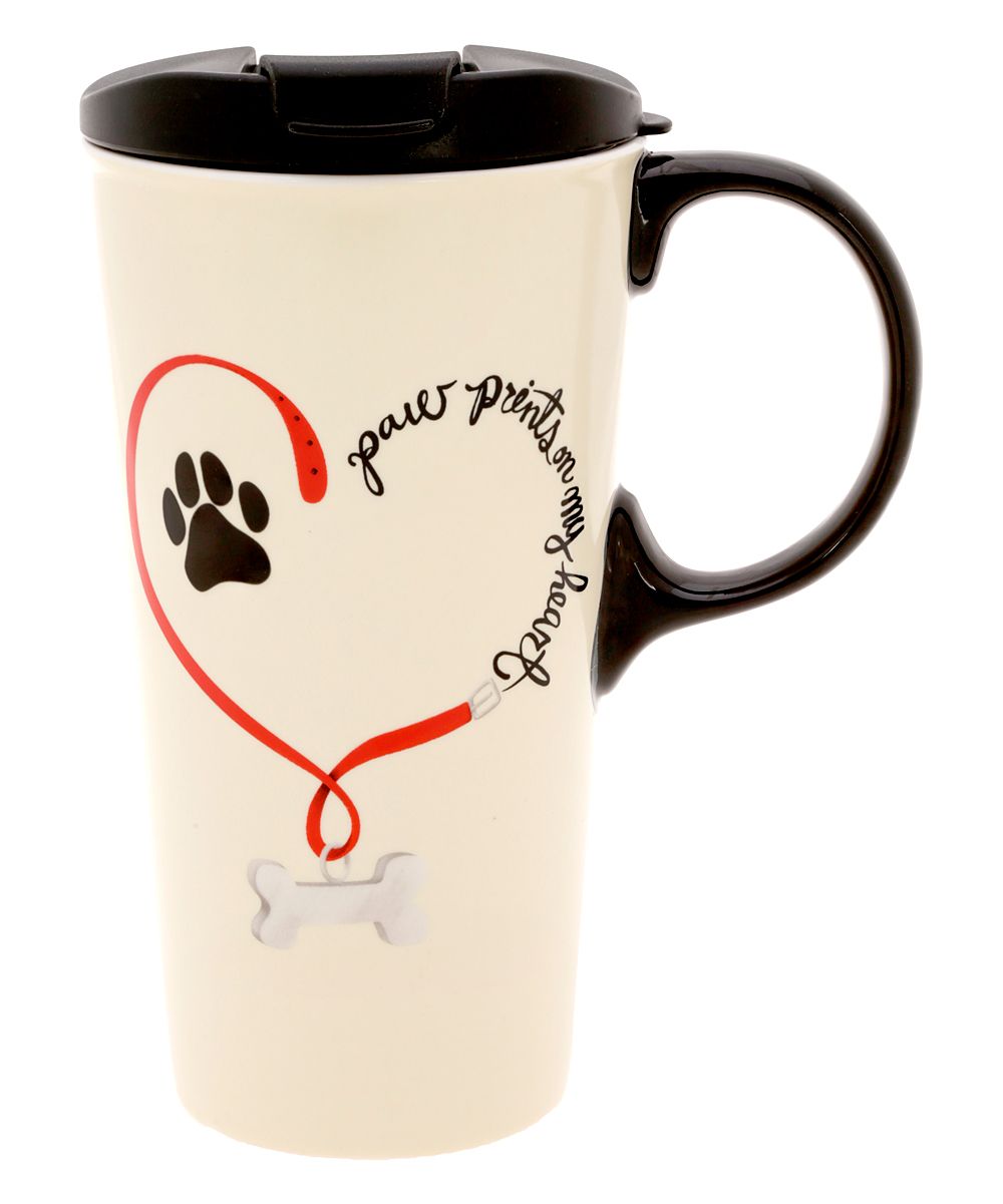 The Animal Rescue Site Travel Mugs Dog - Black & Red 17-Oz. Dog 'Paws on My Heart' Travel Mug | Zulily