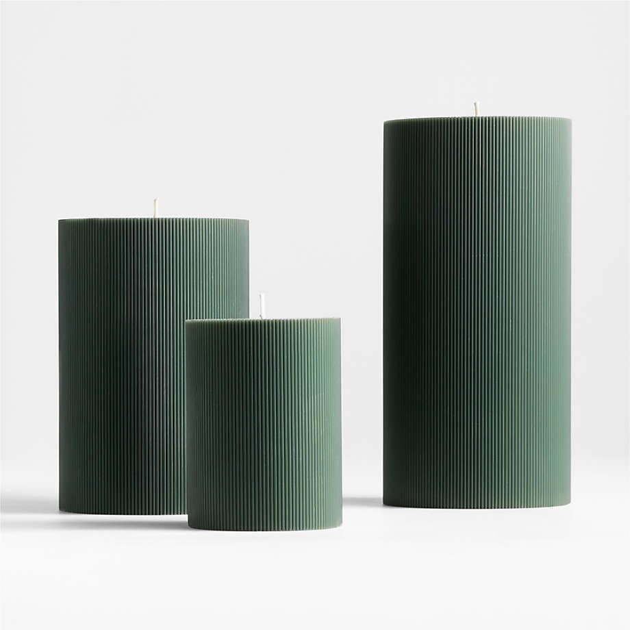 3"x4" Ribbed Linen Pillar Candle + Reviews | Crate & Barrel | Crate & Barrel