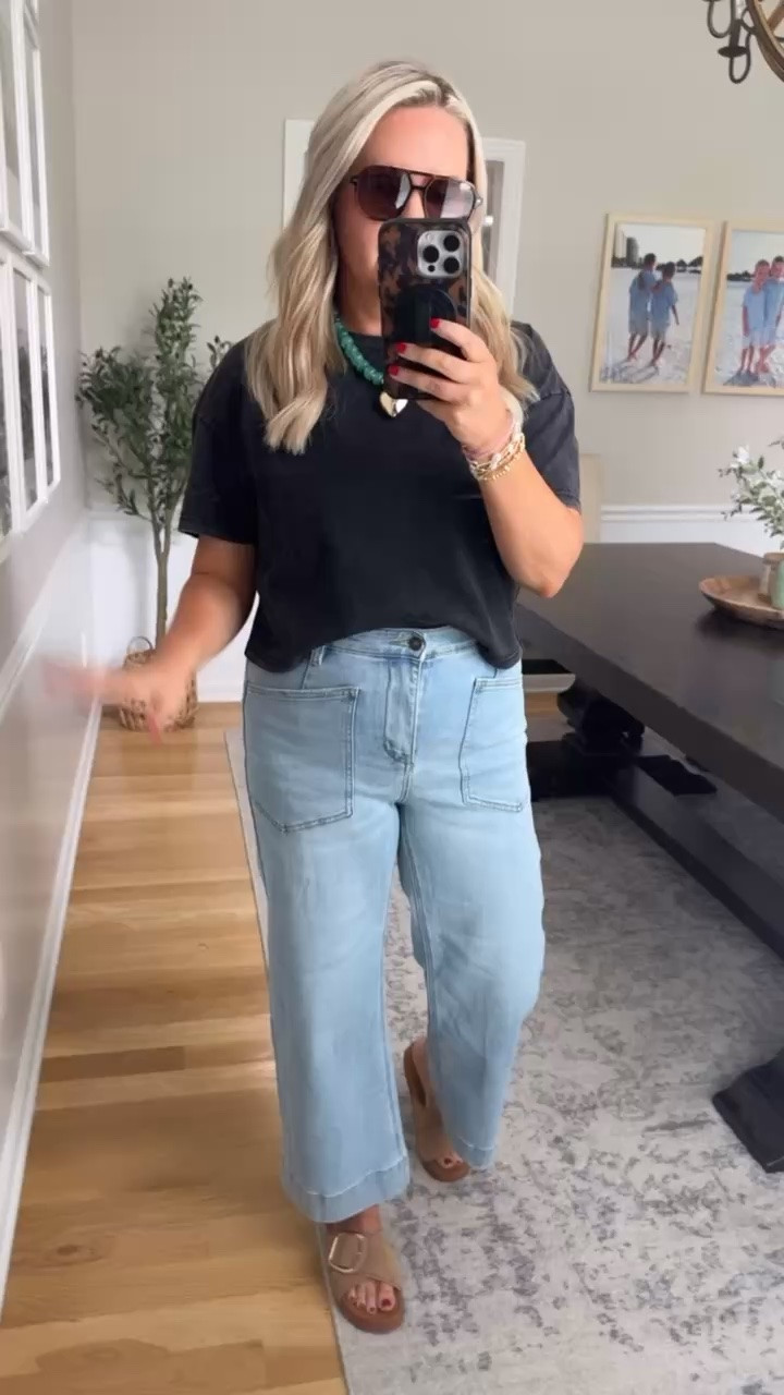 These cropped wide leg jeans are such a good everyday staple and so easy to style with basic tees, tanks, or lightweight sweaters. I love how this look feels casual and effortless while still looking put together for errands, travel days, or everyday summer outfits.

cropped wide leg jeans, casual everyday outfit, denim outfit idea, basic tee outfit, summer style, effortless fashion, boutique style, comfortable everyday look, neutral outfit inspo, lovelylifestyling

#LTKootd #LTKTravel #LTKOver40