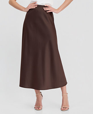 Anne Klein Women's Satin Pull-On Flared Skirt - Macy's | Macy's