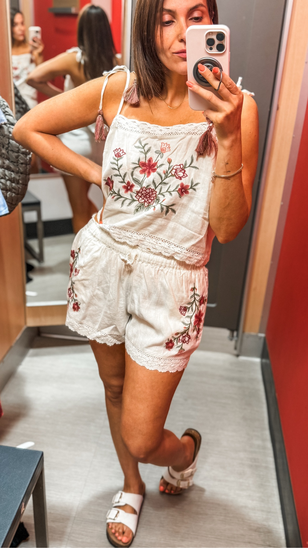 Size M shorts. Sized up to a M tank as well (S was too cropped for me)

#LTKmomlife #LTKootd