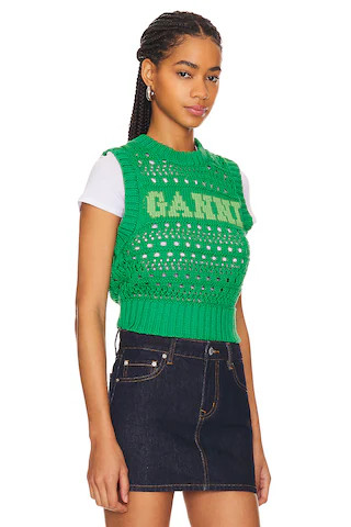 Ganni Short Vest in Juniper from Revolve.com | Revolve Clothing (Global)